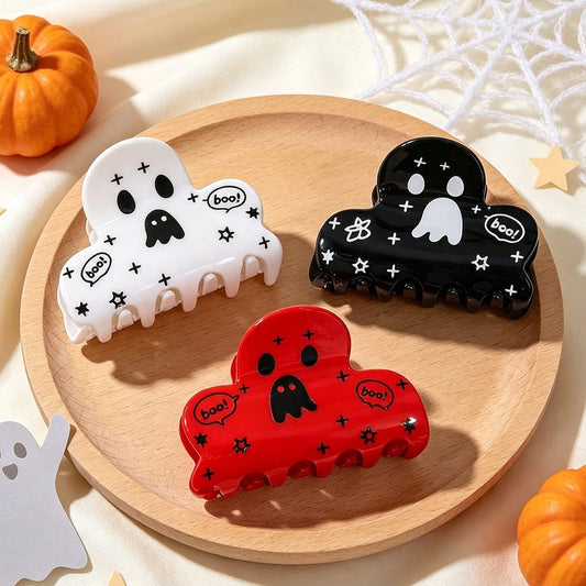 Small White Black Cosmic Boo Hair Claw Lemonschunks