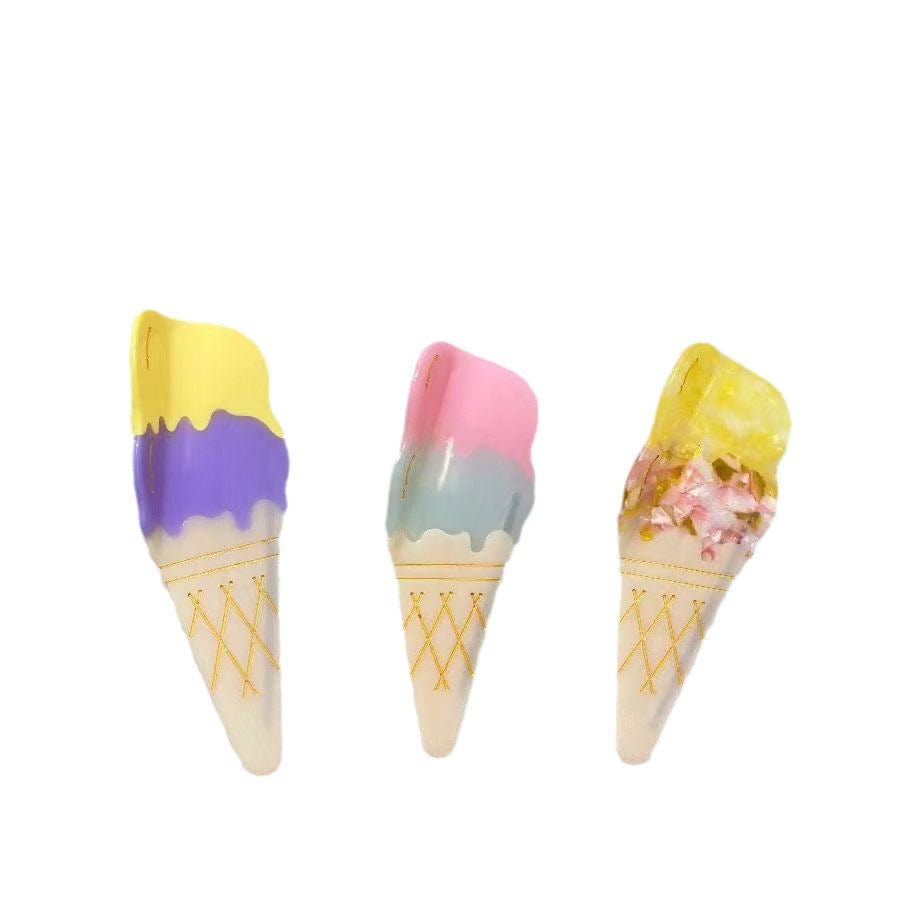 Yellow Purple Sweet Ice Cream Cone Hair Claw