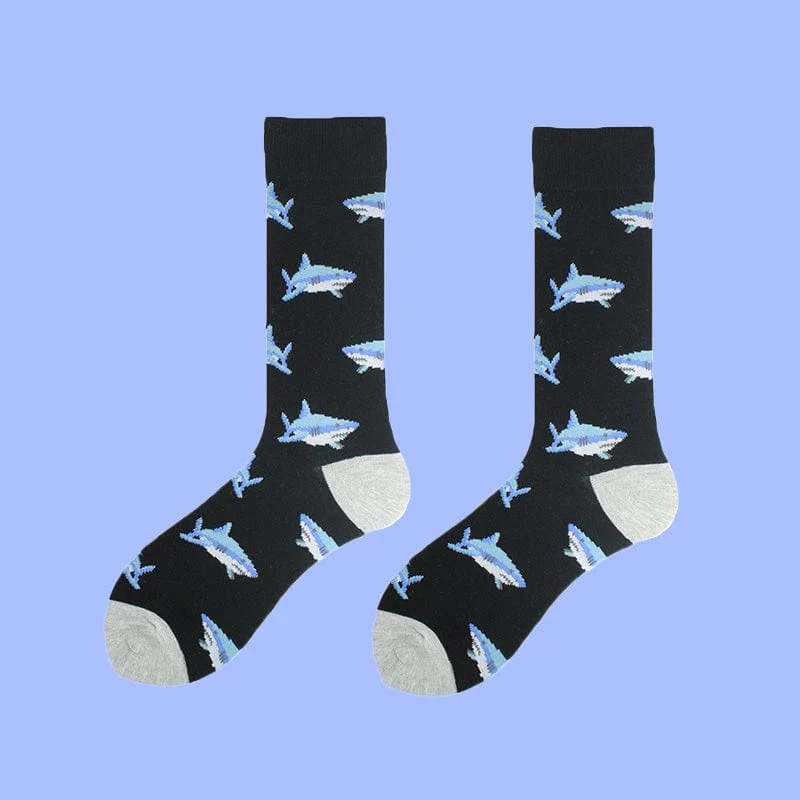 Shark Ocean Series Black Socks