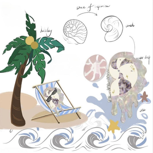 Purple Ocean Moon Conch Hair Claw Clip丨Lemonschunks