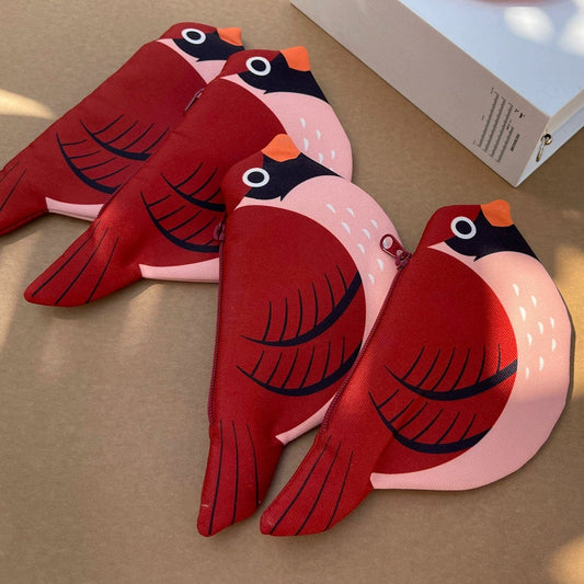 Crimson Finch Zipper Coin Purse
