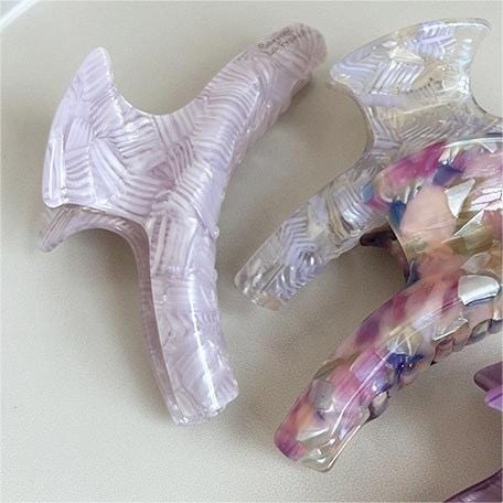 French Purple Hanger Texture Acetate Elegant Gloss Hair Claw