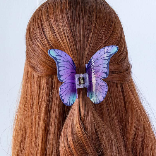 Large Floral Flutter Charm Purple Butterfly Hair Claw丨Lemonschunks