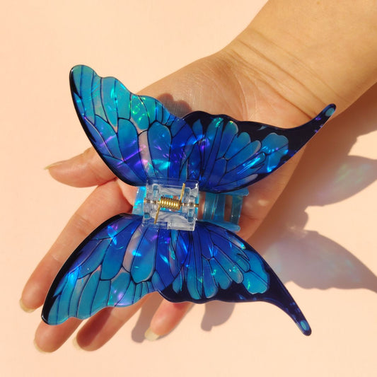 Blue Sea Ice Crystal Butterfly Hair Claw