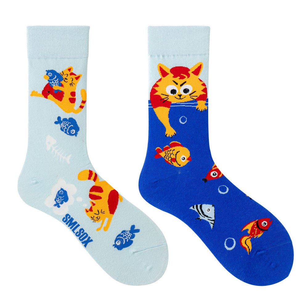 Proud Cat Swimming Fish Socks