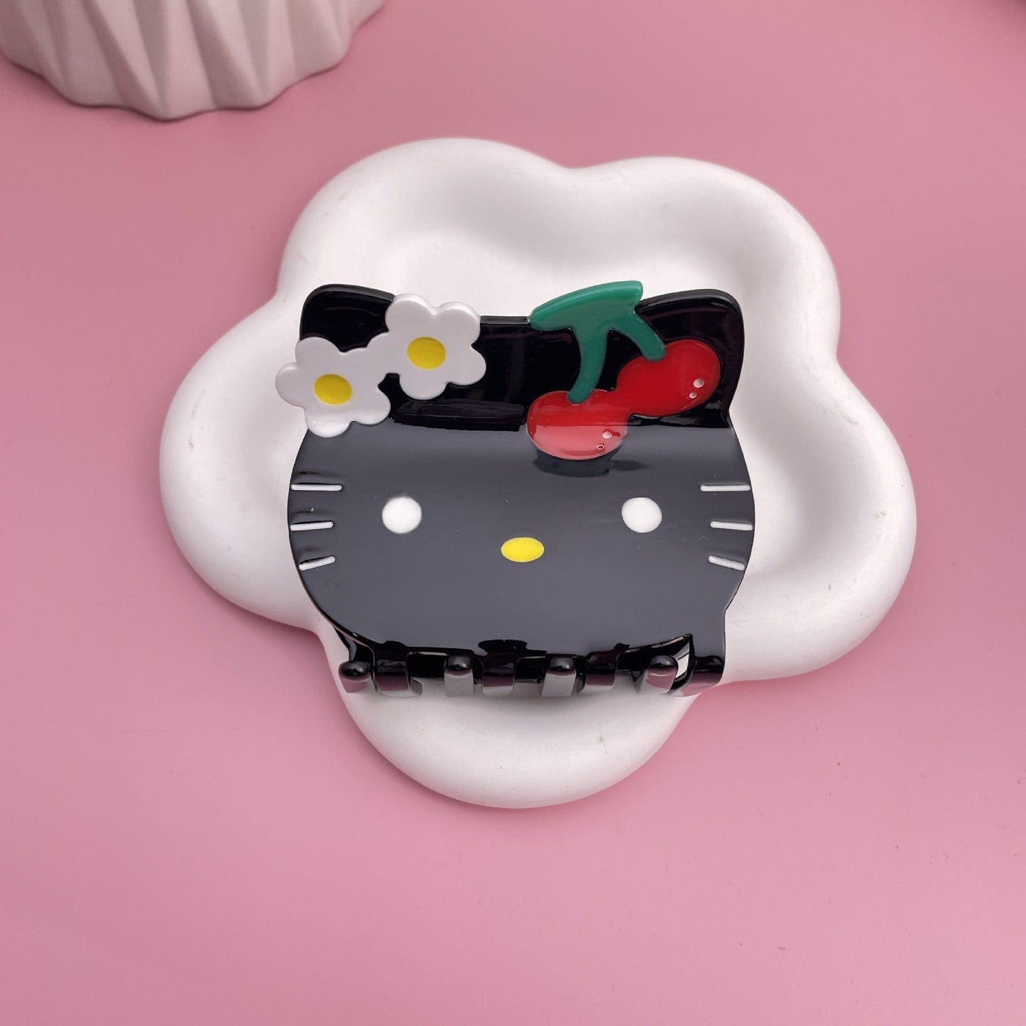 Medium New Black Cherry Kitty Head Hair Claw