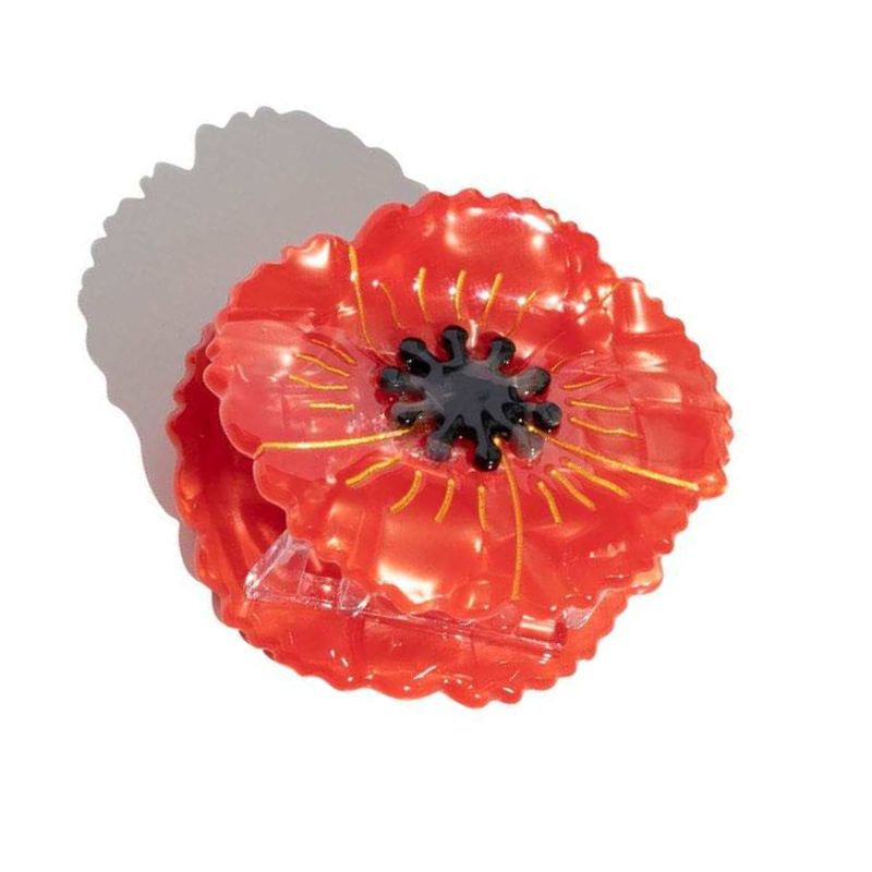 Medium Pretty Red Poppy Hair Claw