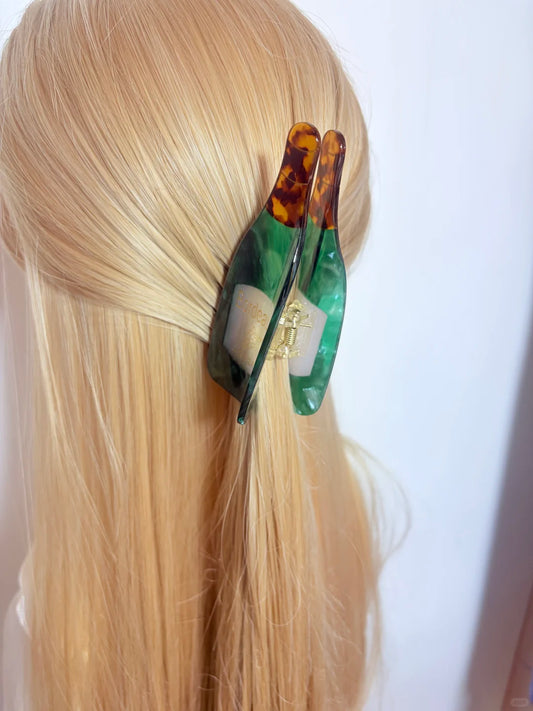 Large Green Wine Bottle Hair Claw