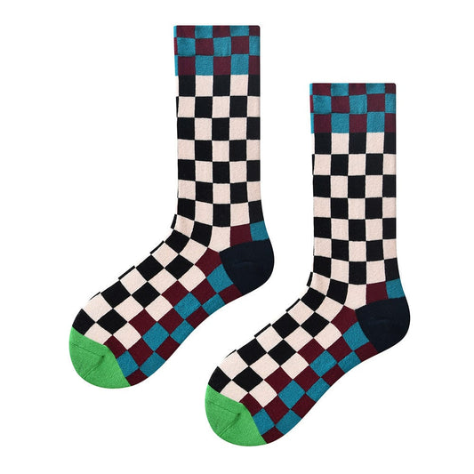 Black And White Plaid Socks