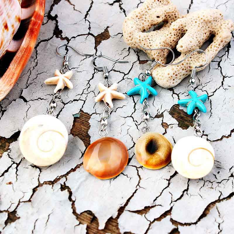 White Star Conch Earrings
