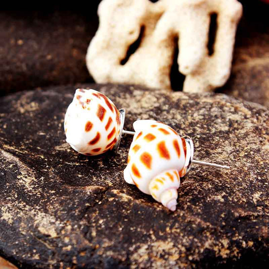 Sliver Flower Conch Earrings