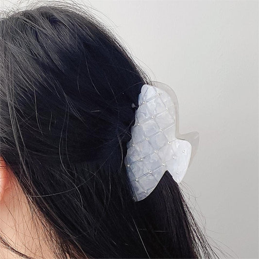 French Vintage Pearl Acetate Clips In White