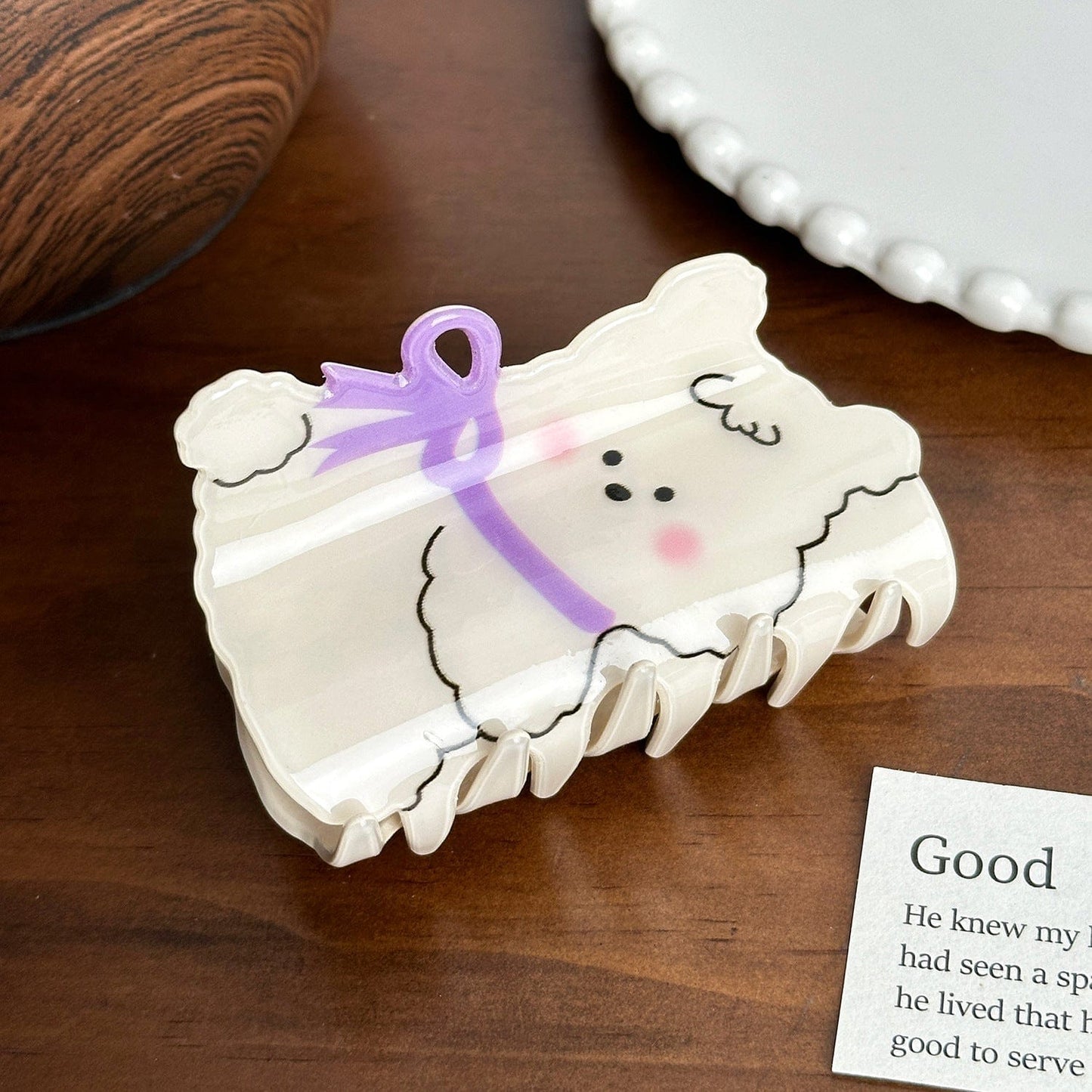 Medium Purple Scarf Bear Hair Claw