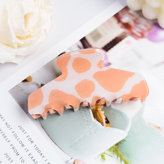 Orange Leopard Print Textured Acetate Hair Claw丨Lemonschunks