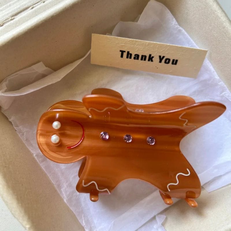 Acrylic Gingerbread Man Hair Claw