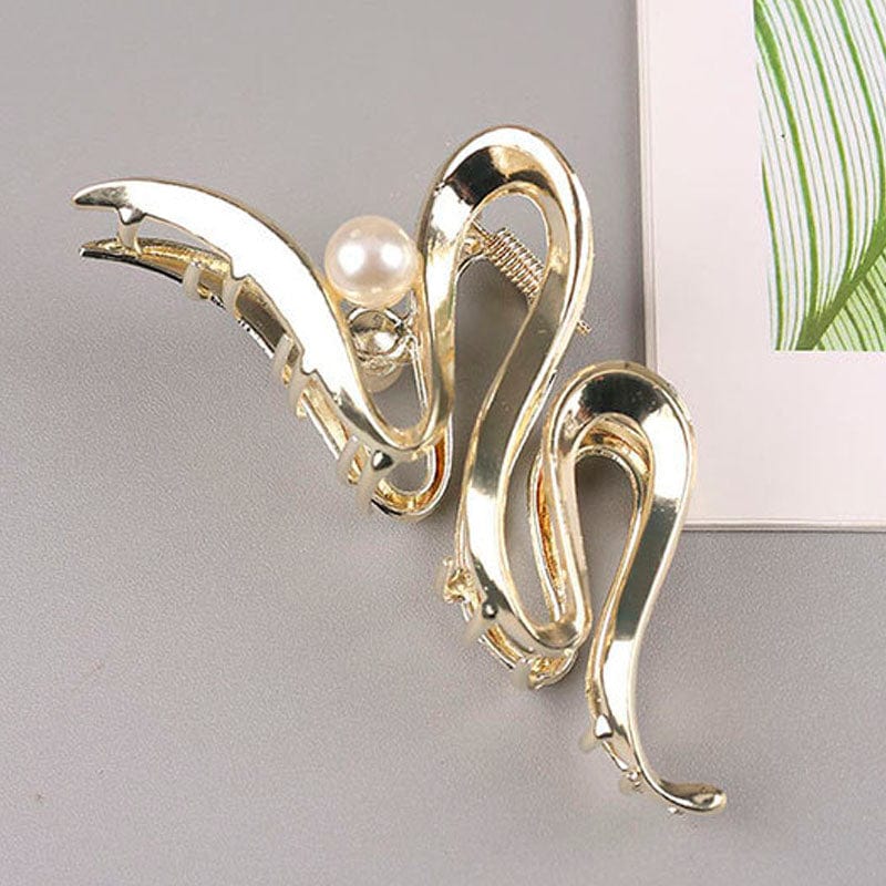 Golden Pearl Wavy Hair Claw