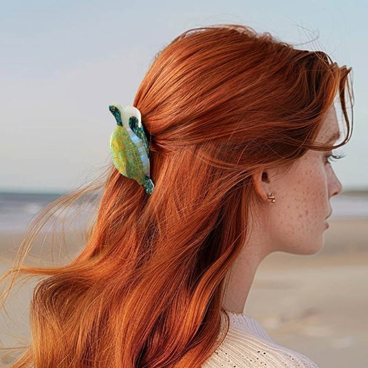 Jumbo Green Sea Turtle Hair Claw Clips