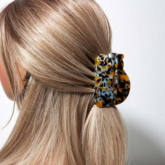 Medium Amber Color Vintage Lazy Cat Texture Hair Claw
