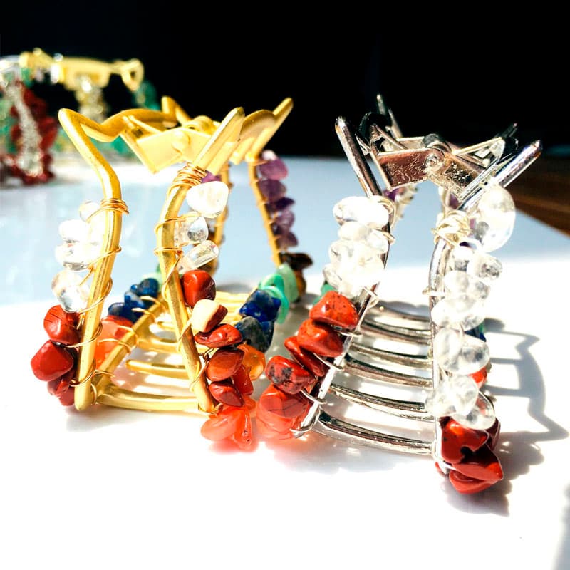 Natural Assorted Energy Healing Stone Metal Hair Claw