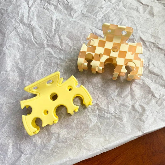 Pince à cheveux en forme de fromage à treillis orange et blanc丨NueShiny