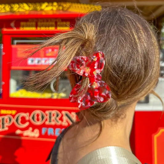 Pince à cheveux à nœud floral rouge adorable丨NueShiny