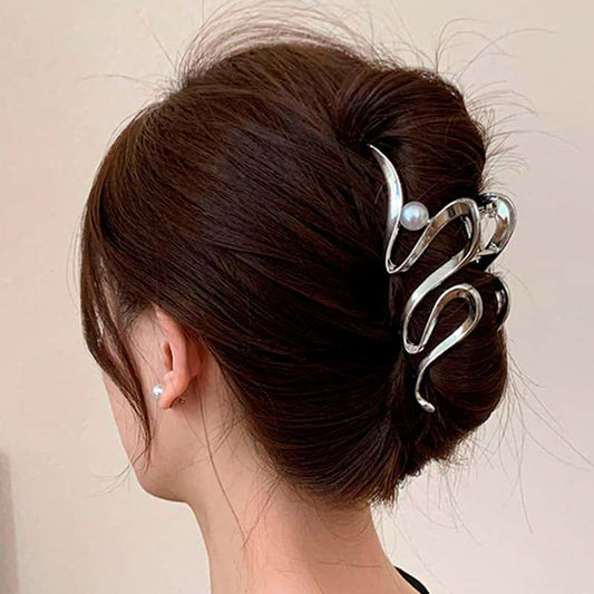 Pince à cheveux ondulés Silver Pearl