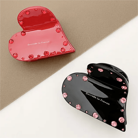Épingle à cheveux en forme de cœur de trompette avec diamant rouge | NueShiny