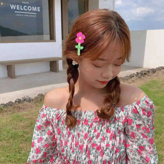 Pince à cheveux Belles fleurs sauvages roses丨NueShiny