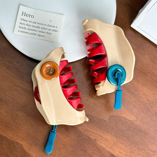 Medium Double Buttons Resin Hair Claw Clip