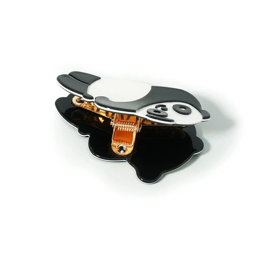 Panda couché sur le côté, griffe de cheveux mignonne | NueShiny