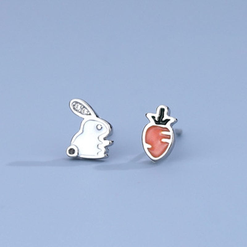 Sterling Silver Rabbit Love Carrot Earrings丨Lemonschunks