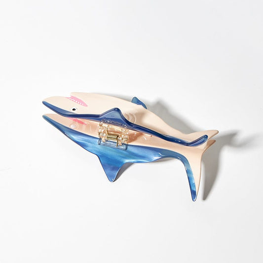 Jumbo Blue Shark Hair Claw