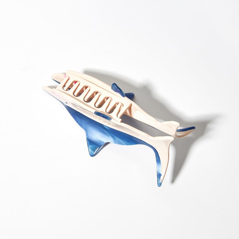 Jumbo Blue Shark Hair Claw