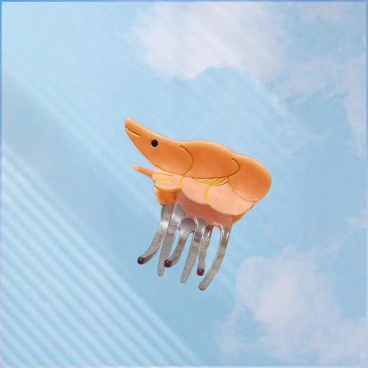 Small Orange Shrimp Hair Claw