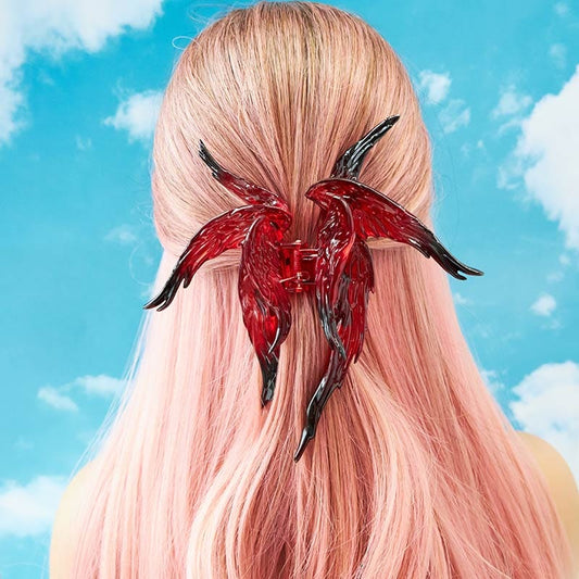 Transparent Black And Red Gradient Angel Hair Claw