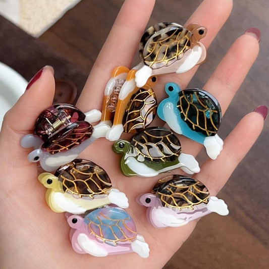 Mini Brown Turtle Hair Claw