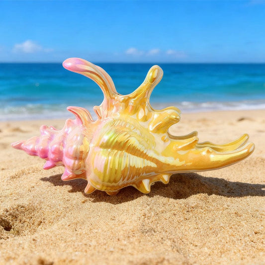 Jumbo Mustard And Pink Conch Hair Claw