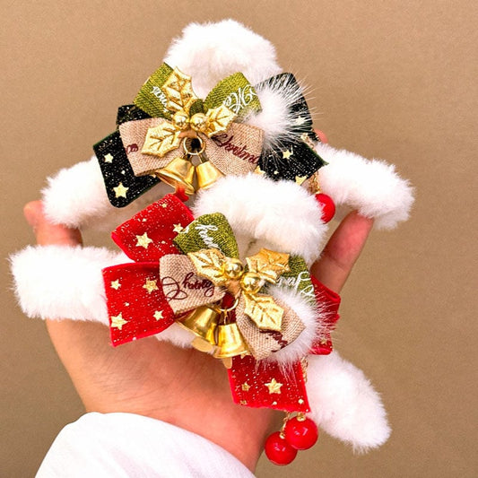 Jumbo Red Christmas Bells And Bows Hair Claw