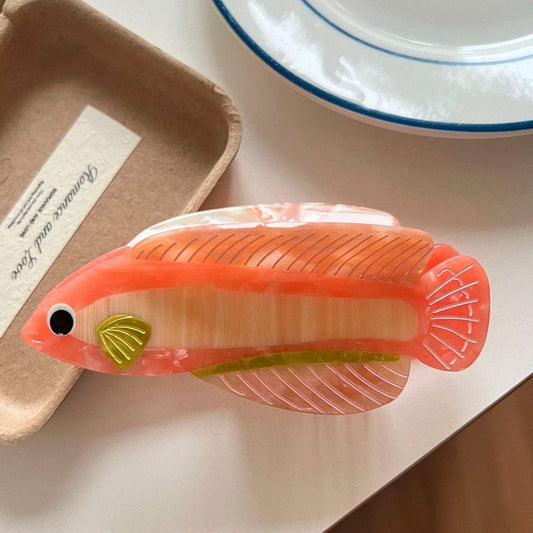 Large Pink Silver Arowana Hair Claw Clips | Lemonschunks