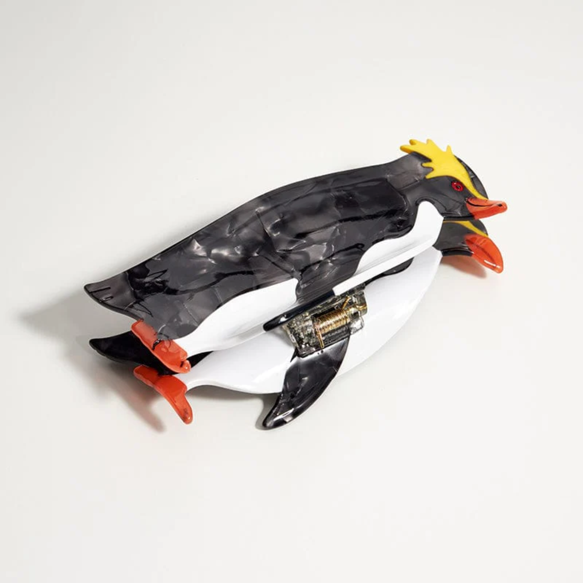 Jumbo Black & Yellow Erect-crested Penguin Hair Claw