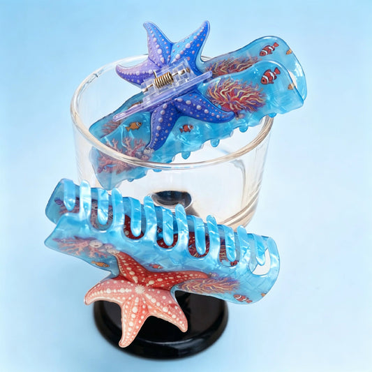 Large Blue Starfish Reef Hair Claw