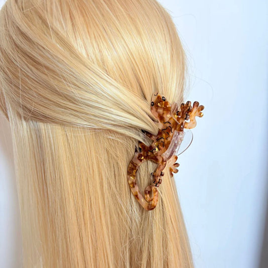 Large Caramel Gecko Hair Claw