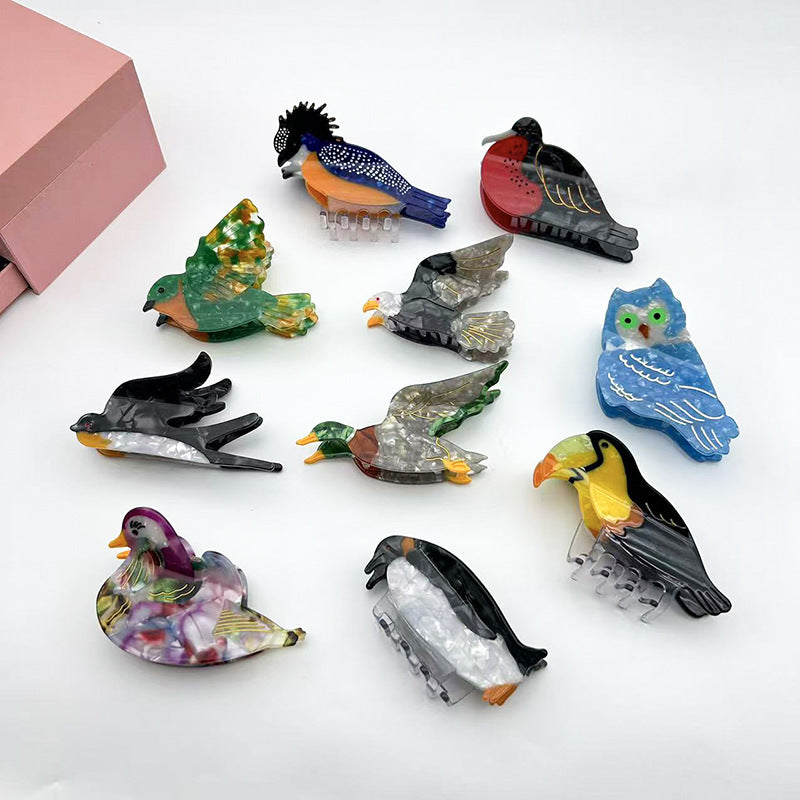 Large Flying Gray Green Mallard Duck Hair Claw