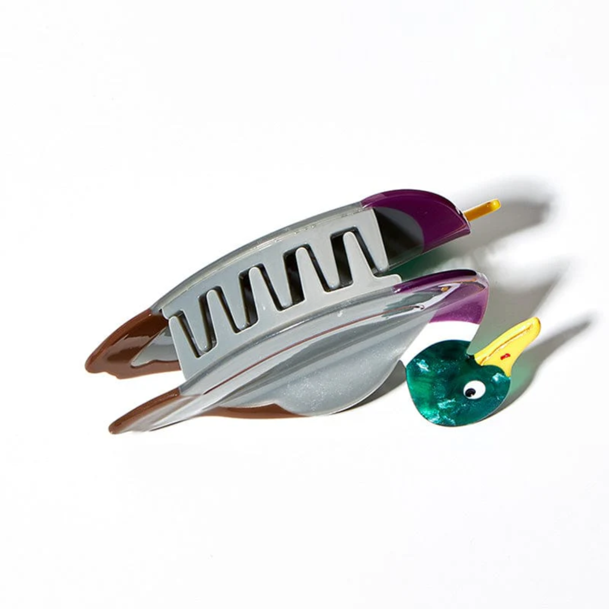 Large Gray Green Purple Mallard Duck Hair Claw