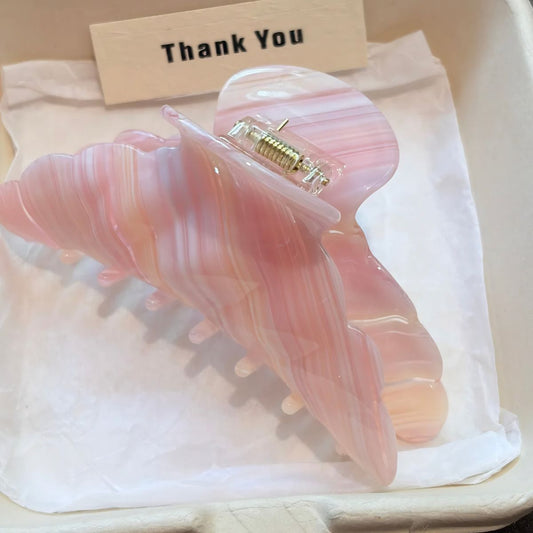 Large Pink Croissant Hair Claw