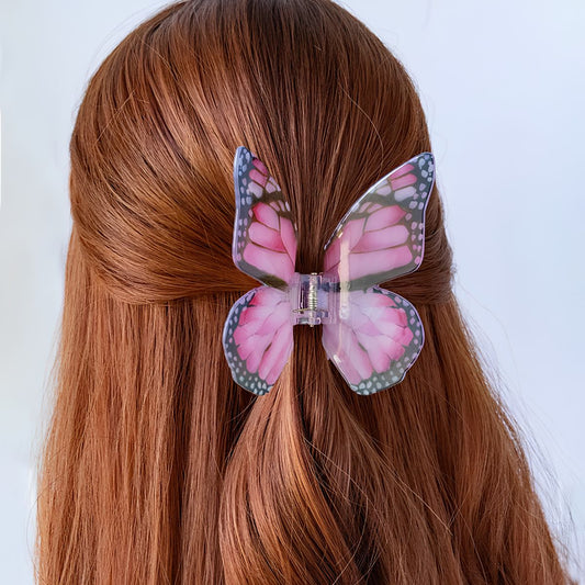 Large Rose Red Butterfly Hair Claw