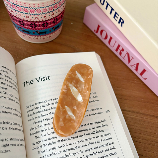 Medium Brown White Baguette Hair Claw