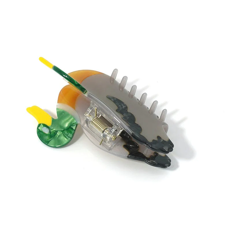 Medium Gray Green Orange Mallard Duck Hair Claw
