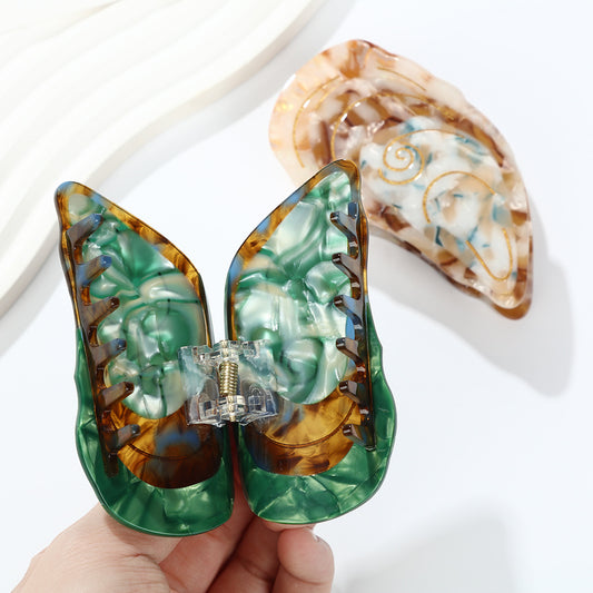 Medium Green Mussel Shell Hair Claw