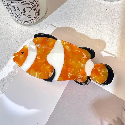 Medium Orange White Black Clownfish Hair Claw